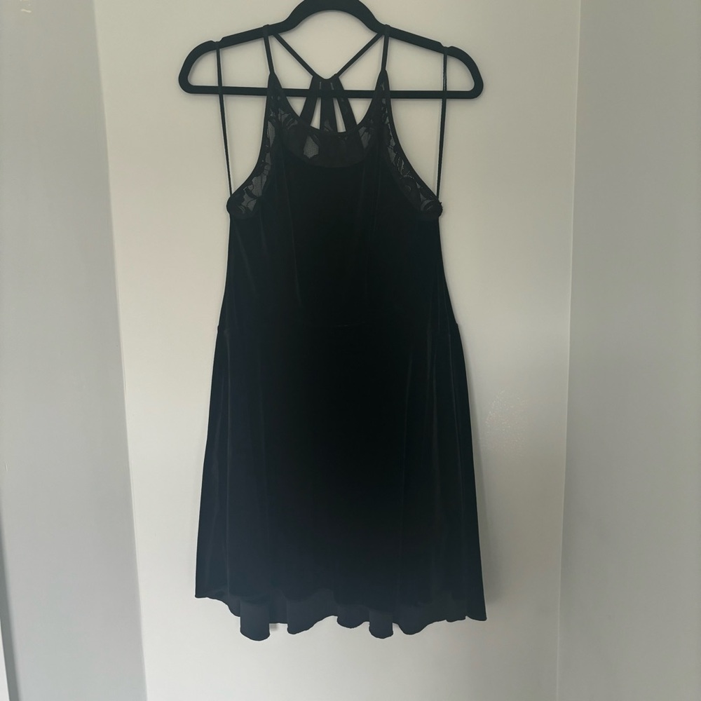 Free People Black Velvet Skater Dress